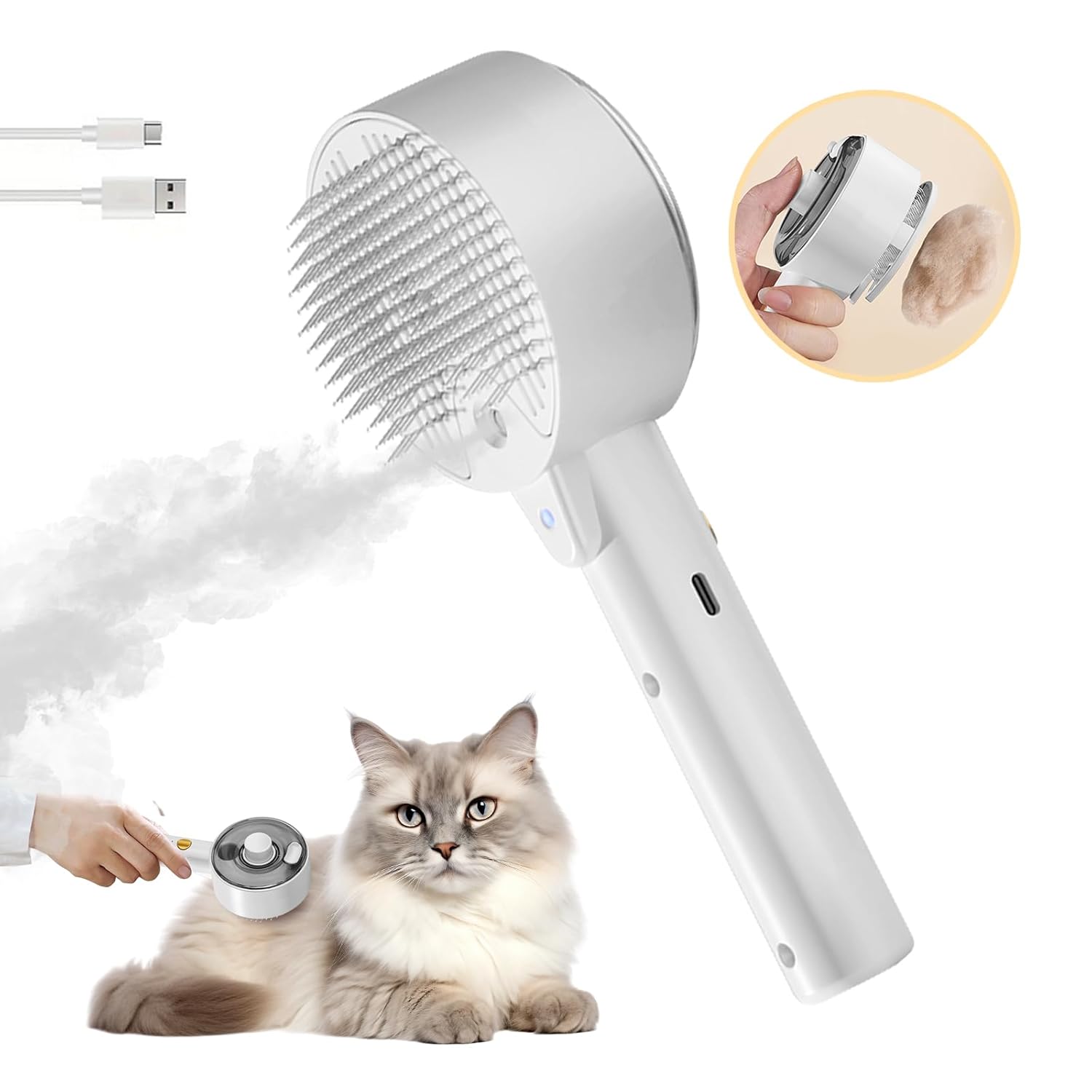 4 in 1 Grooming Spritz Defur UV Steam Brush For Cats