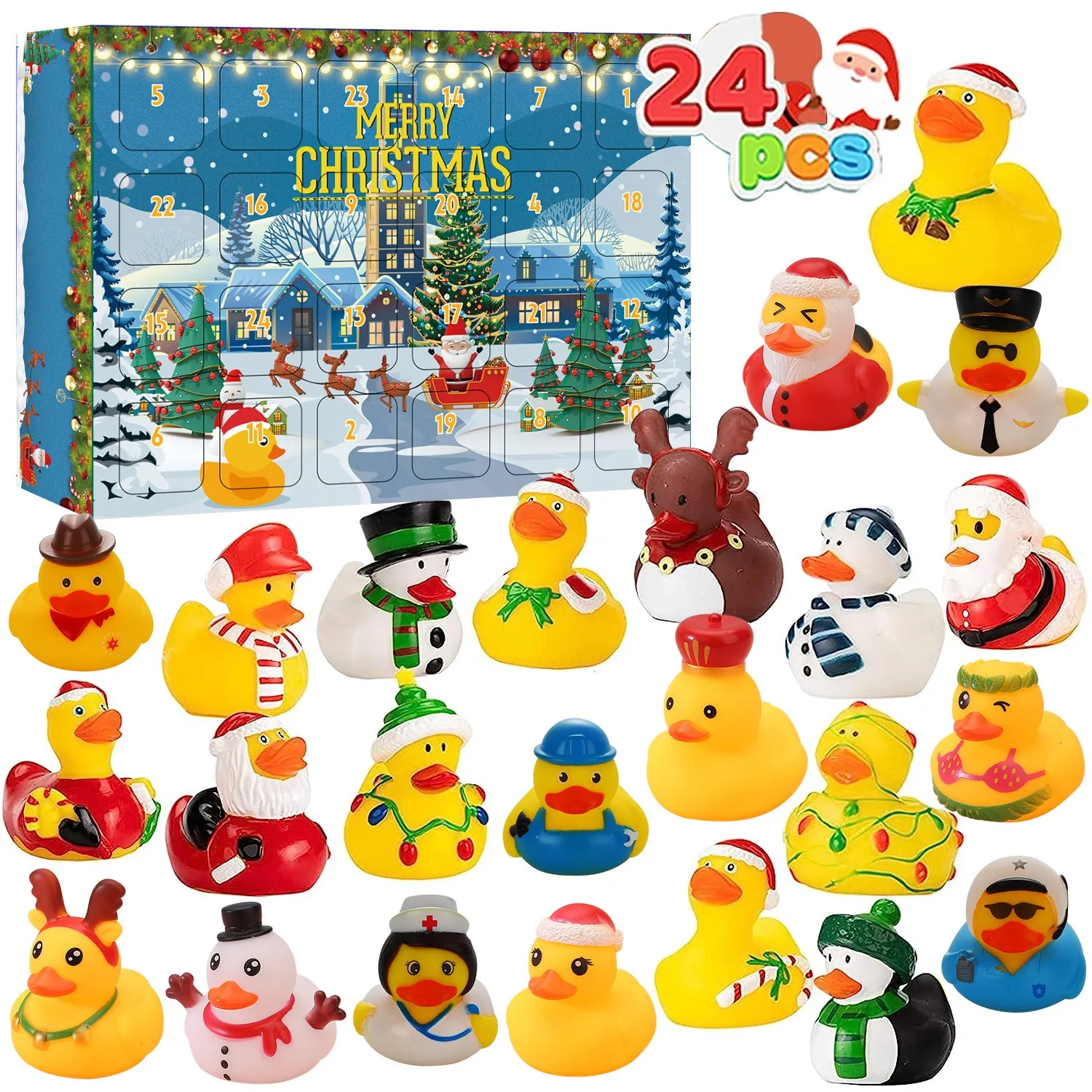 🦆24 Pcs Christmas Rubber Ducks Advent Calendar