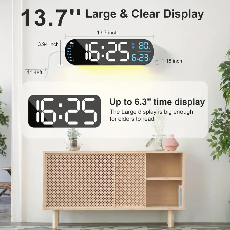 13.7' Large Digital Wall Clock Large Display
