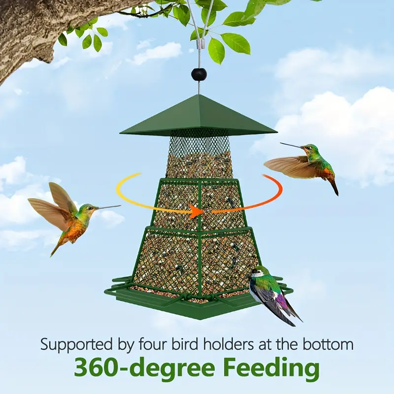 Hanging Bird Feeders Extendable Durable Large Capacity Iron Rain-proof