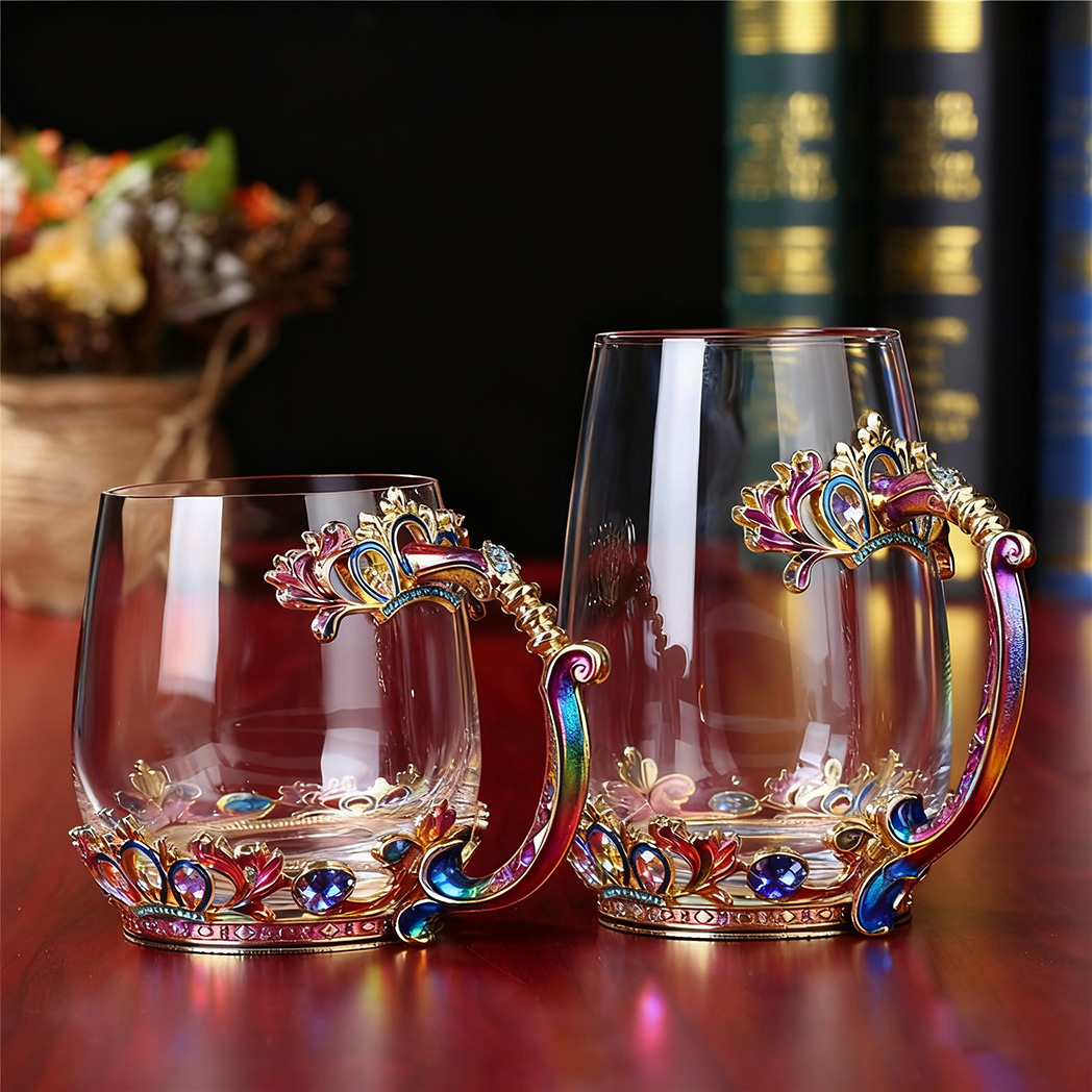 Crown Clear Glass Handmade Enamel Coffee Mug