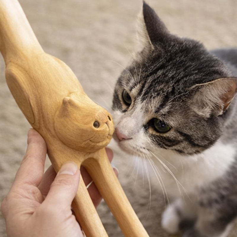 🐱✨ Cat-Shaped Wooden Back Scratcher (Your Cozy, Independent Itch Helper!) ✨🐱