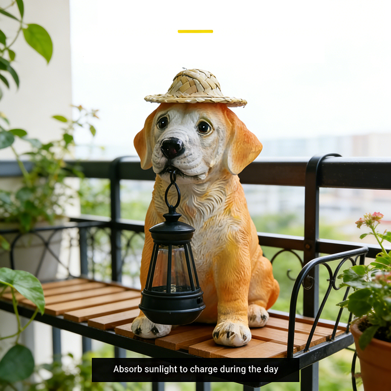 🐶💡Solar-Powered Dog Statue With Led Lantern – Lights Up Automatically At Night💡🐶