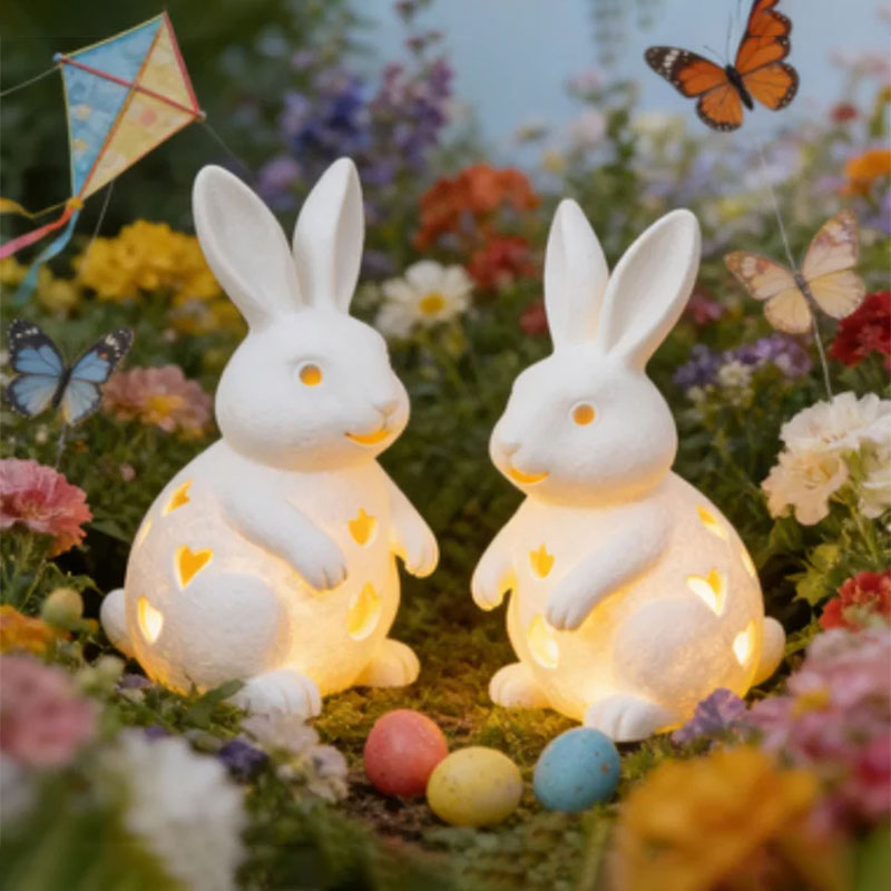 🐰🕯️ Easter Hollowed Rabbit Candle Holder – Free LED Candle Included! 🐣✨