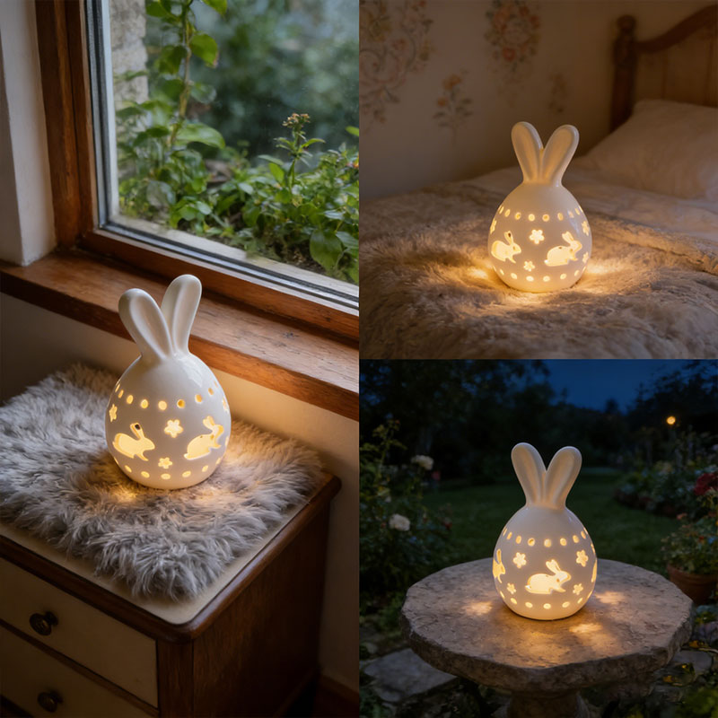 🐰 Easter Bunny Egg Resin Night Light – Soft Glow Spring Decor 💡✨