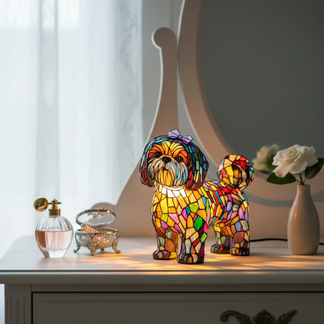 Vintage Puppy Themed Table Lamp