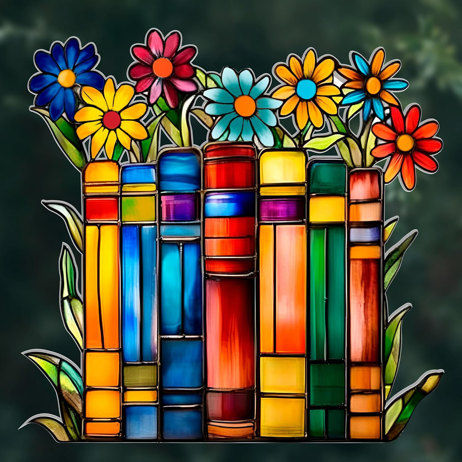 10inch Book Ornament Stained Plexiglas Window Hanging