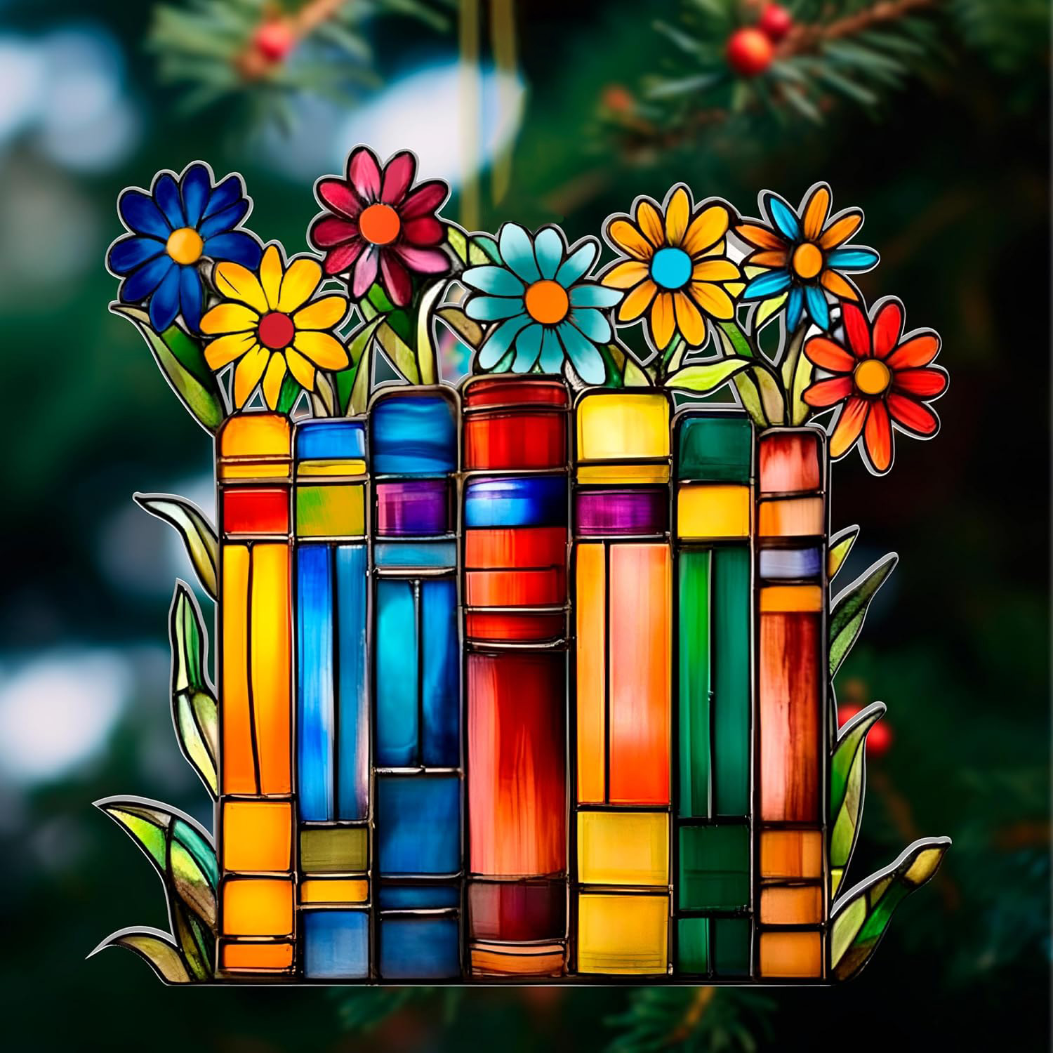 10inch Book Ornament Stained Plexiglas Window Hanging