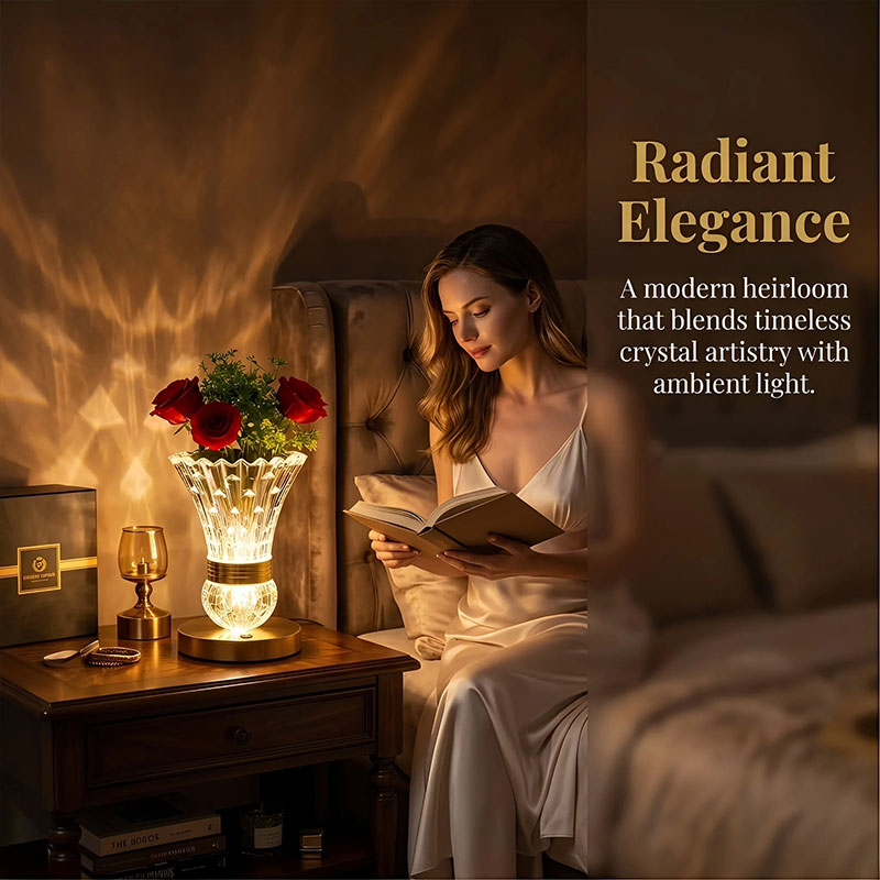 ✨ 2-in-1 Crystal Vase Table Lamp