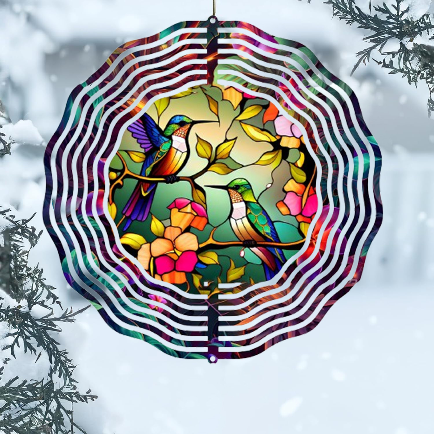 Stained Glass Style Multi-Color Kinetic Wind Spinners