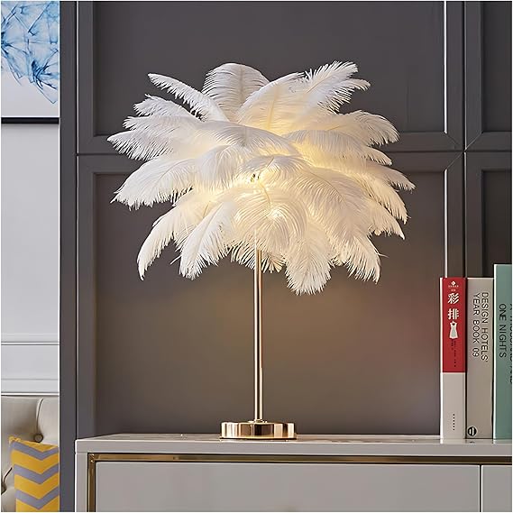 Remote Control Feather Table Lamp