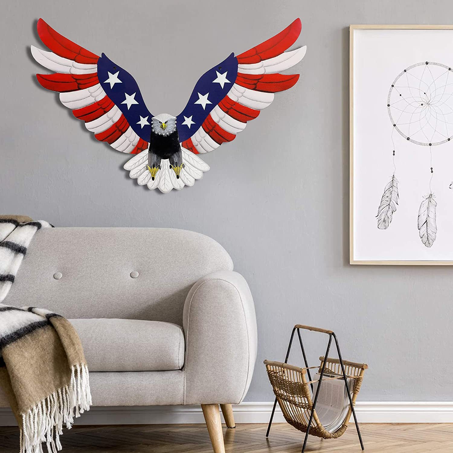 🦅Handmade Bald Eagle with Flag Wings