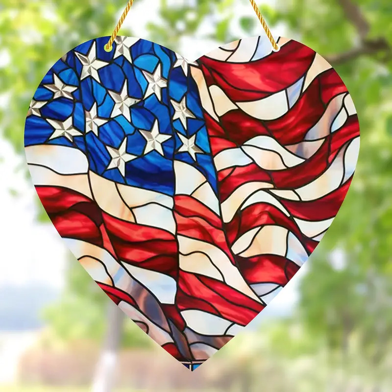 Eagle American Flag Window Hanging