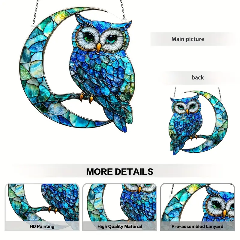 Owl Window Hanging Stained Glass