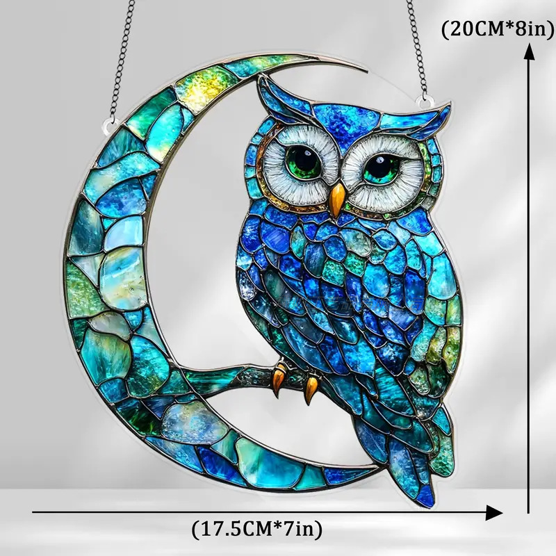 Owl Window Hanging Stained Glass