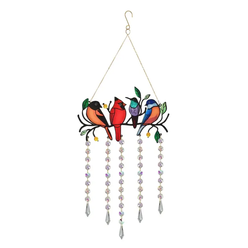 Four Iron Hummingbirds Crystal Sun Catcher
