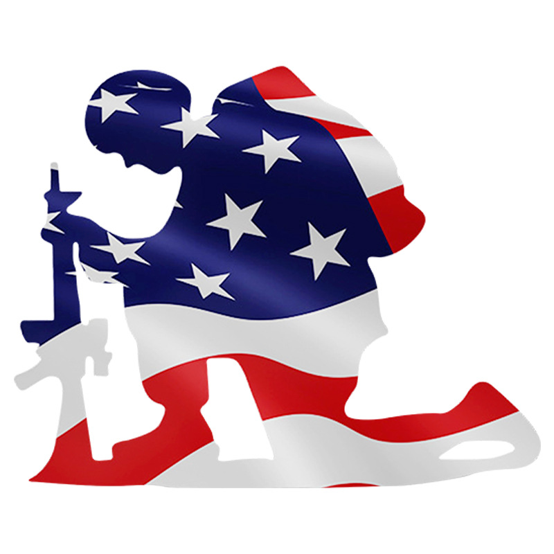 Memorial metal plaque for soldiers- American flag