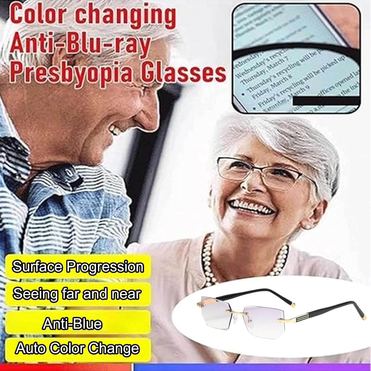 Automatic Zoom Blue Light Blocking Reading Glasses