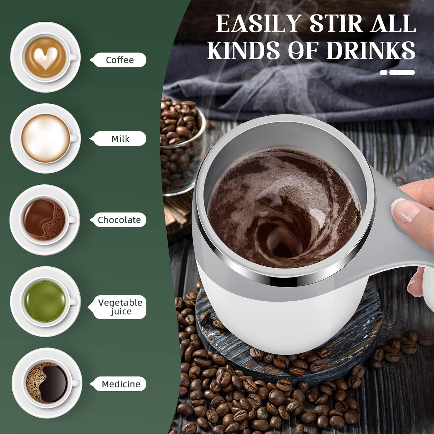 Magnetic Automatic Self-Stirring Coffee Mug