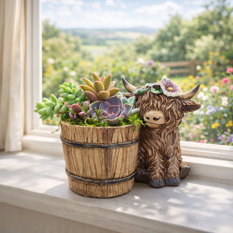 🌸 Adorable Highland Cow Succulent Planter – A Heartfelt Mother’s Day Gift