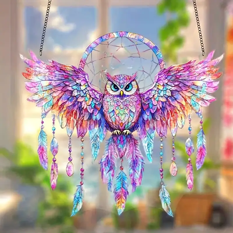 Owl Window Hanging Stained Glass