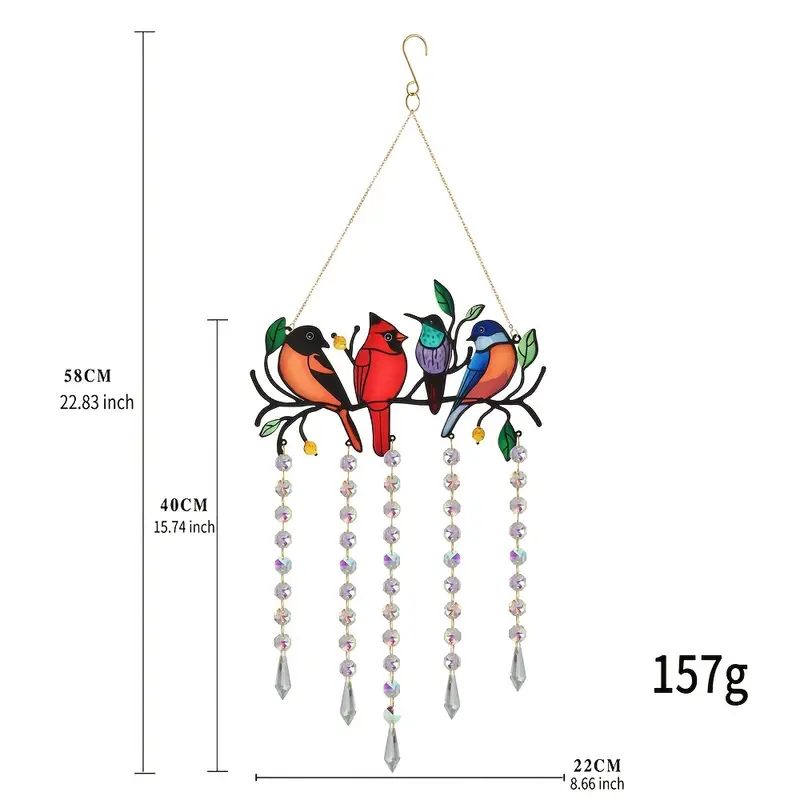 Four Iron Hummingbirds Crystal Sun Catcher