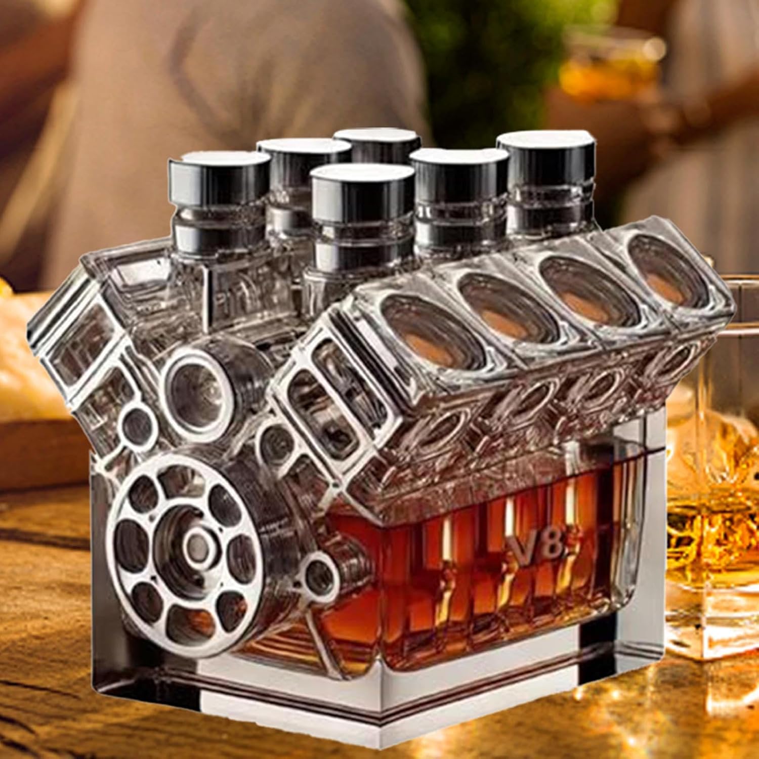 V8 Engine Shaped Whiskey Decanter 