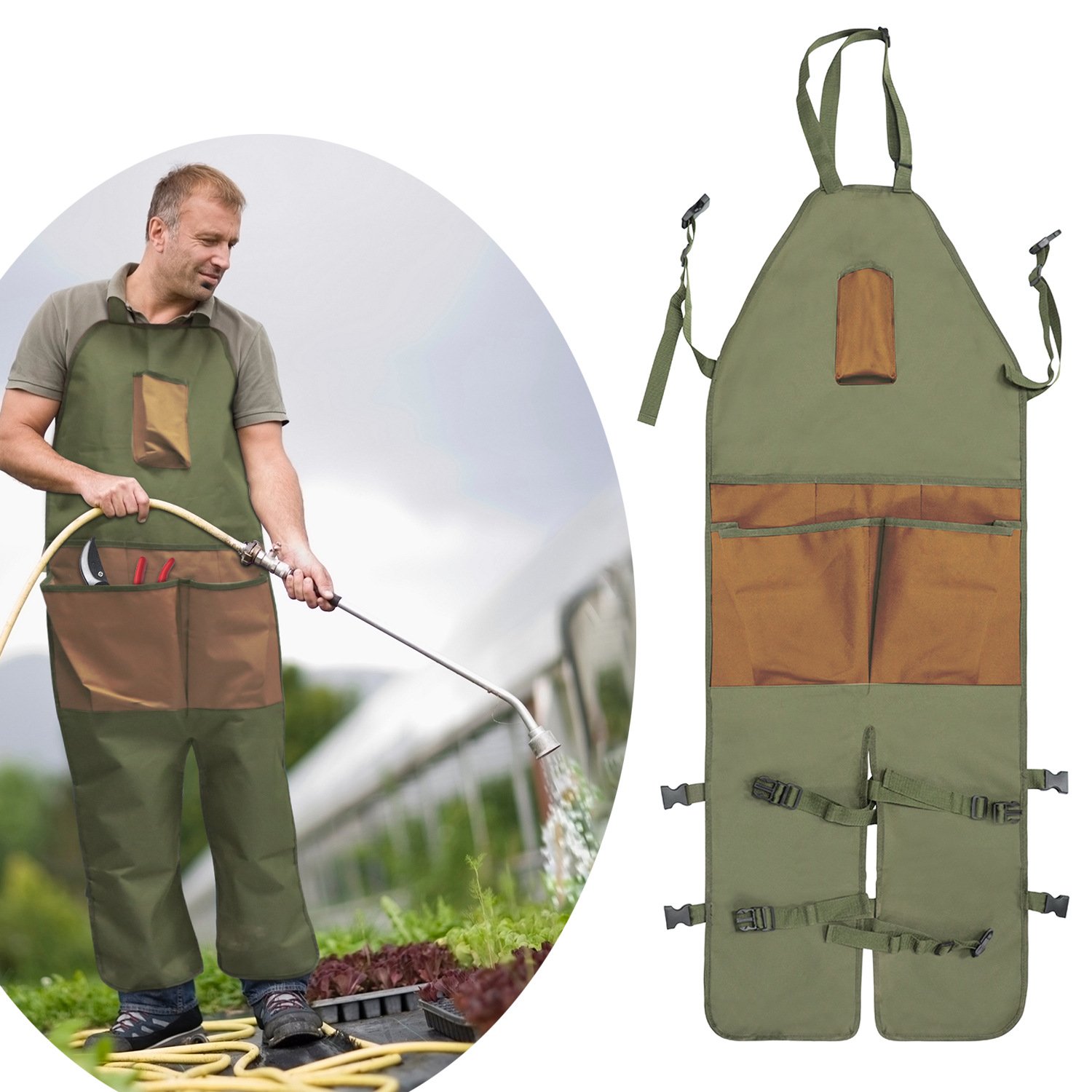 Garden Gardening Trimming Multi Pocket Oxford Cloth Color blocked Extended Garden Leg Protector Apron