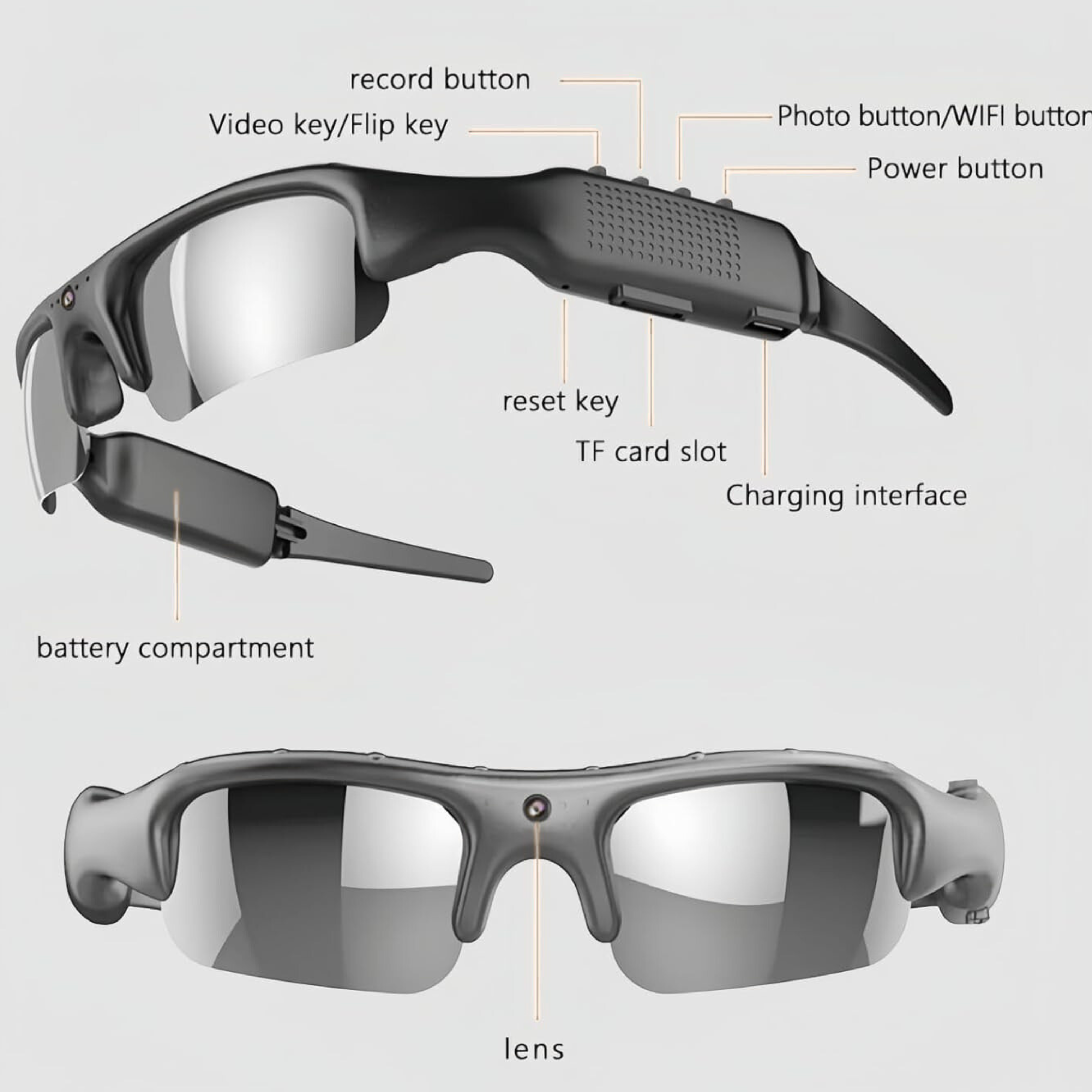 🎥👓Camera Glasses Smart HD 1080P WiFi Sports Glasses with Camera Video 32G