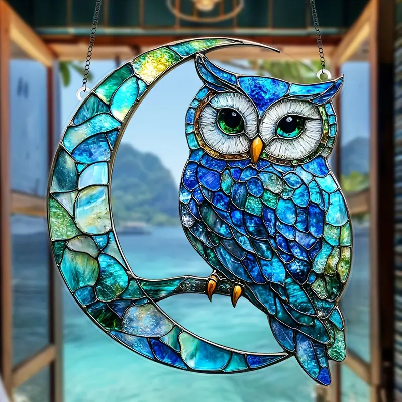 Owl Window Hanging Stained Glass