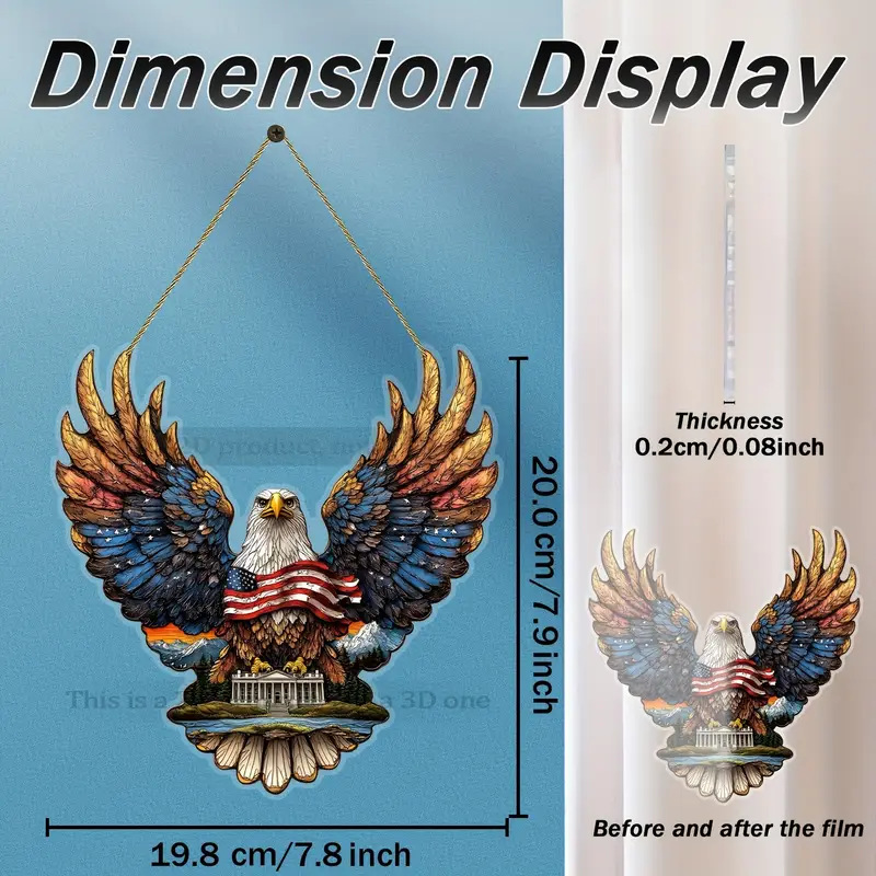 Eagle American Flag Window Hanging