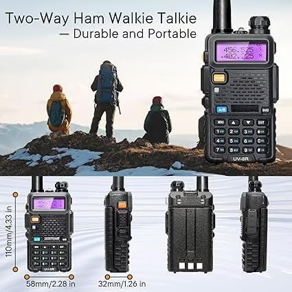 UV-5R Ham Radios Long Range—8W Dual Band Rechargeable Walkie Talkie Portable Two-Way Radios