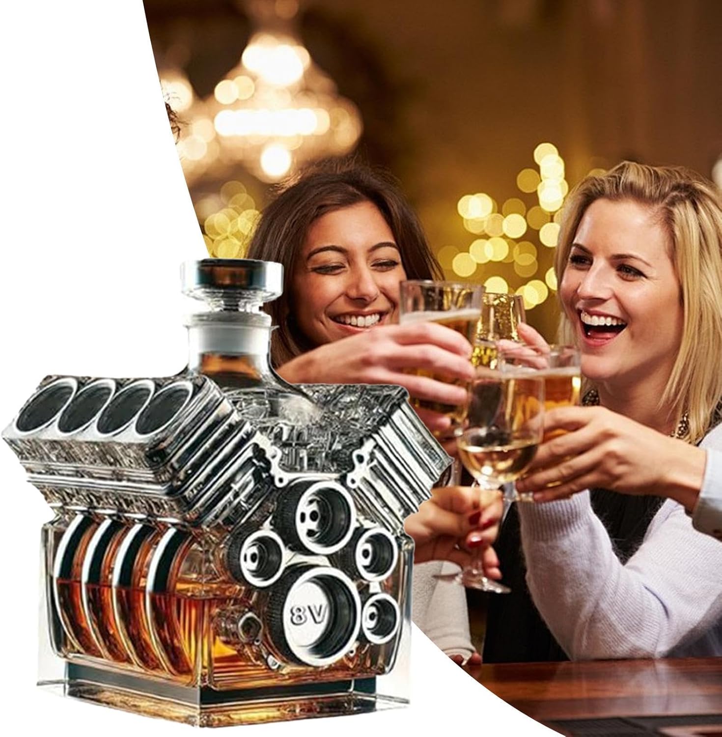 V8 Engine Shaped Whiskey Decanter 