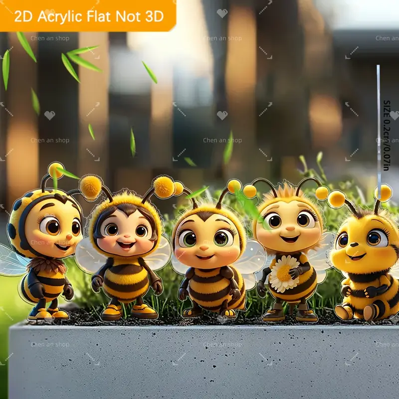 Cute Bee Friends Acrylic Garden Decor