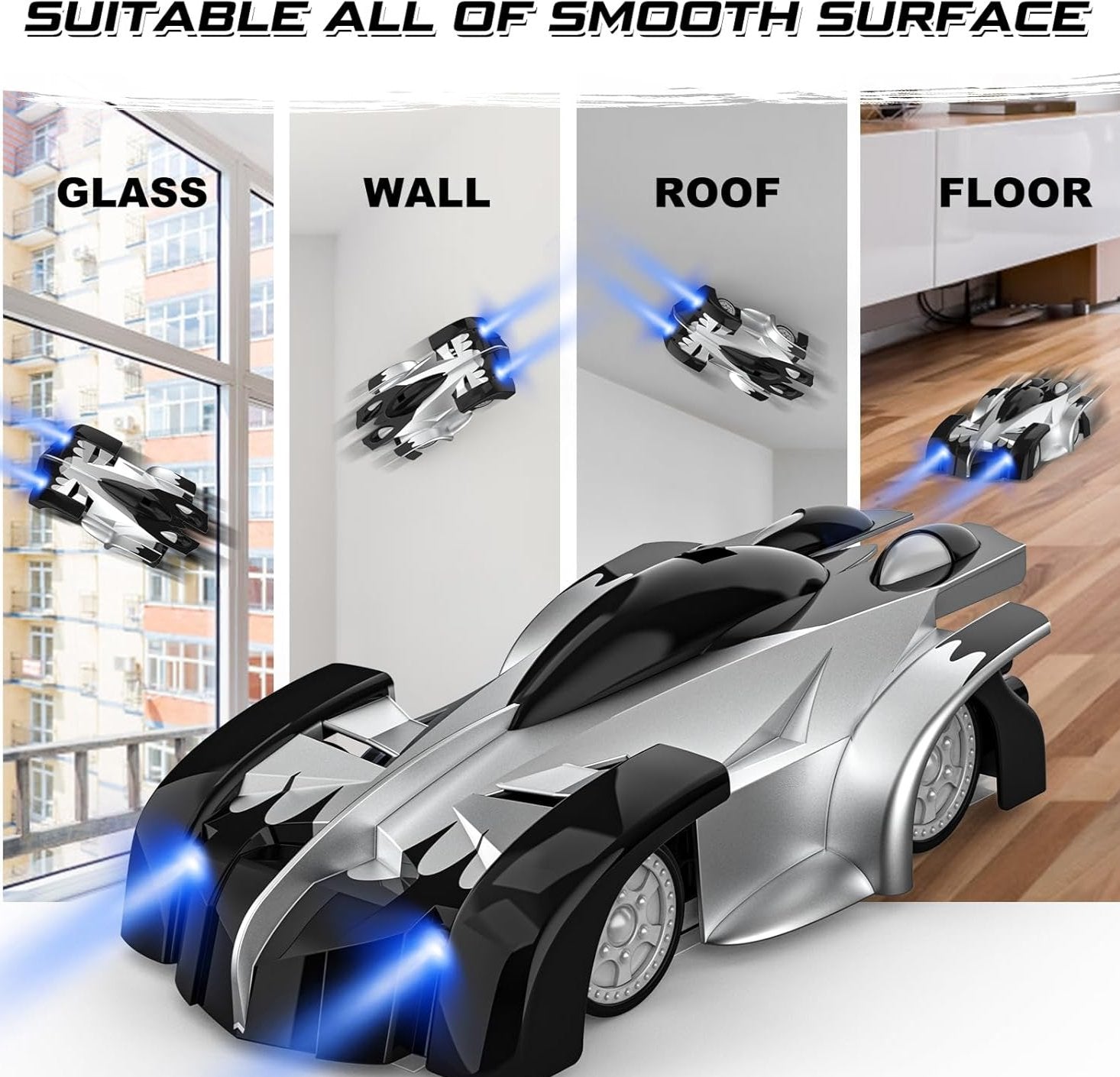 Rechargeable 360°Rotating Wall Climber for Floor