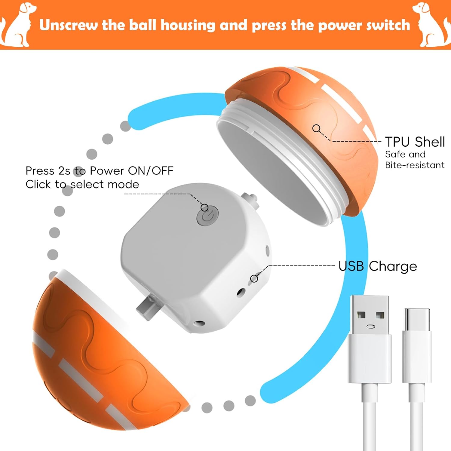  Automatic Moving Dog Ball with Remote Control