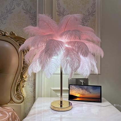 Remote Control Feather Table Lamp