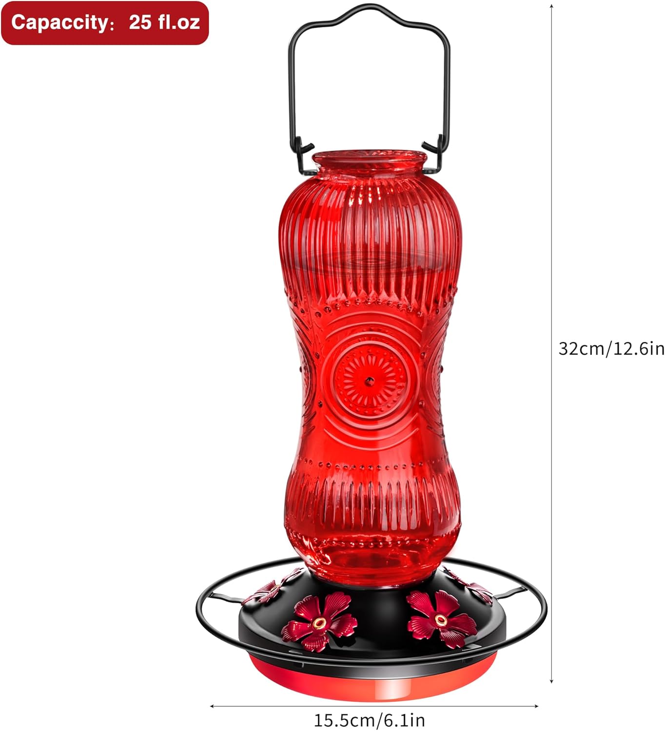 Vintage Style Glass Hummingbird Feeder