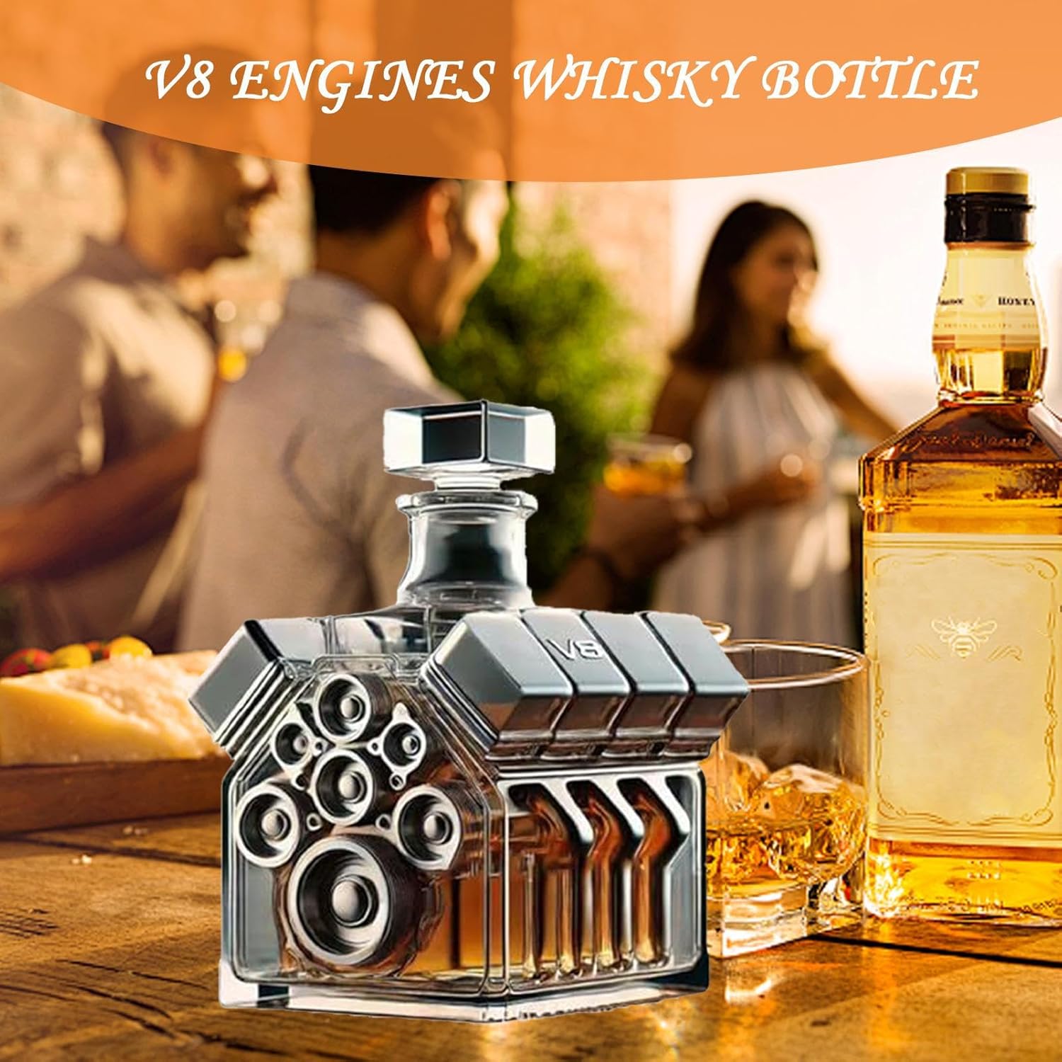 V8 Engine Shaped Whiskey Decanter 