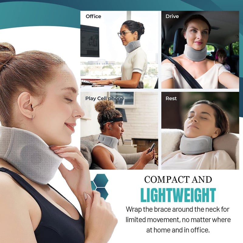  Adjustable Neck Support Brace - Relieves Neck Pain and Spine Pressure