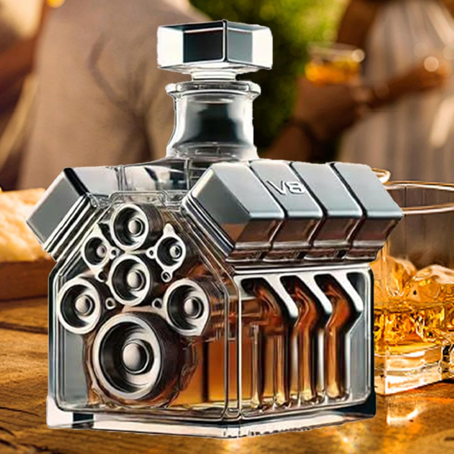 V8 Engine Shaped Whiskey Decanter 
