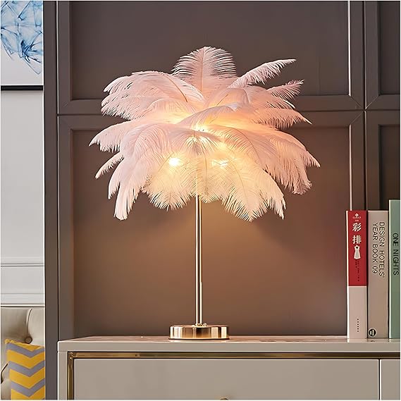 Remote Control Feather Table Lamp
