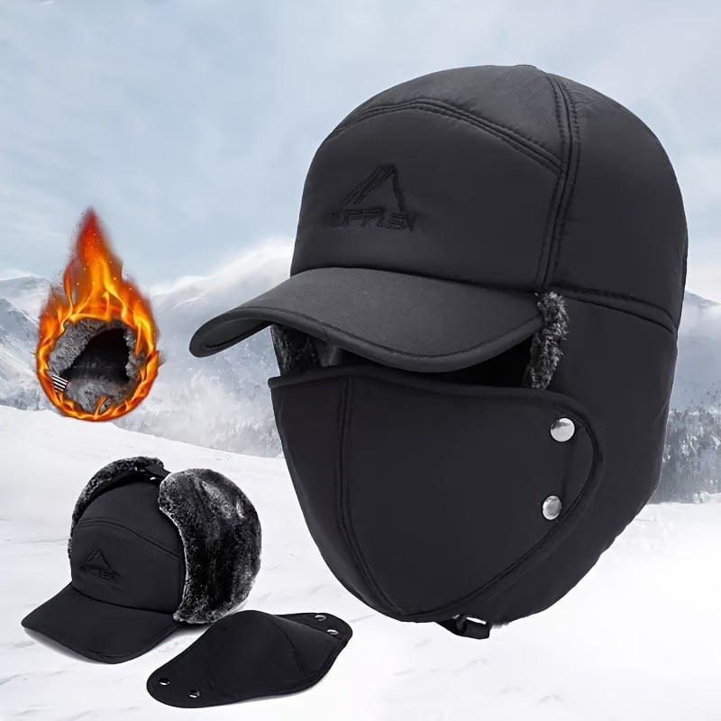 🧢❄️Men Winter Ear Flap Trapper Hat Face Mask Fur Aviator Thermal Warm Snow Ski Cap