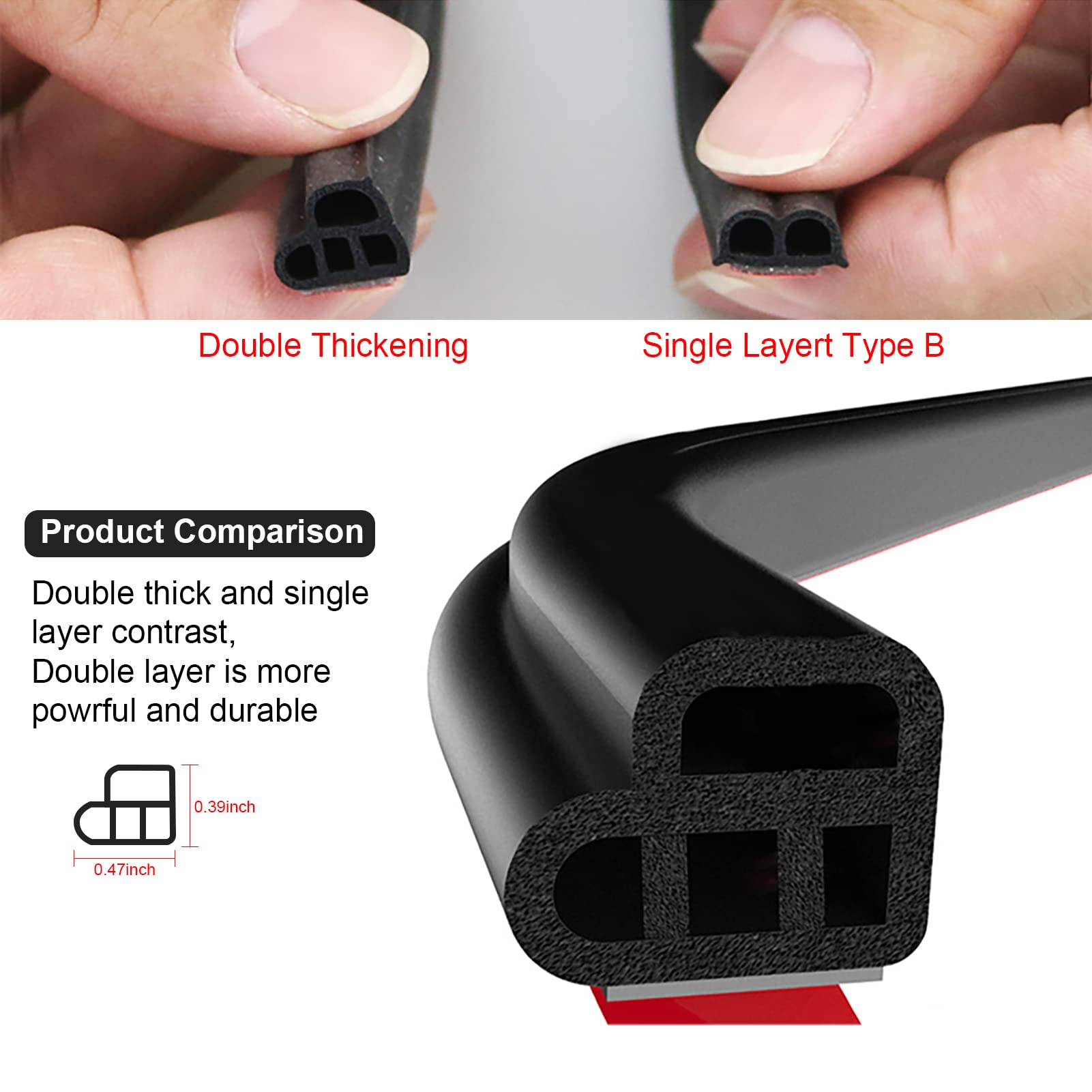Upgraded double layer Car Soundproof Weather Strip