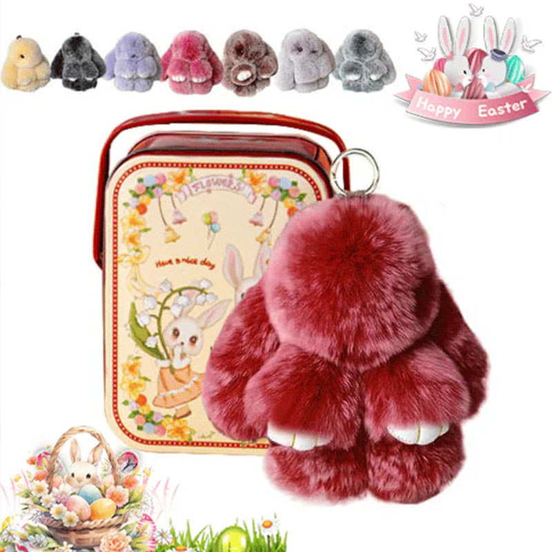 🐰Easter Cute Bunny Plush Keychain - Iron Box Gift Option, 🎁Easter Sweet Surprise