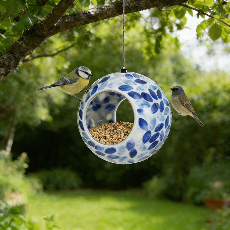 🌈 Handcrafted Glass Hummingbird Feeder – Colorful Garden Accent 🐦✨