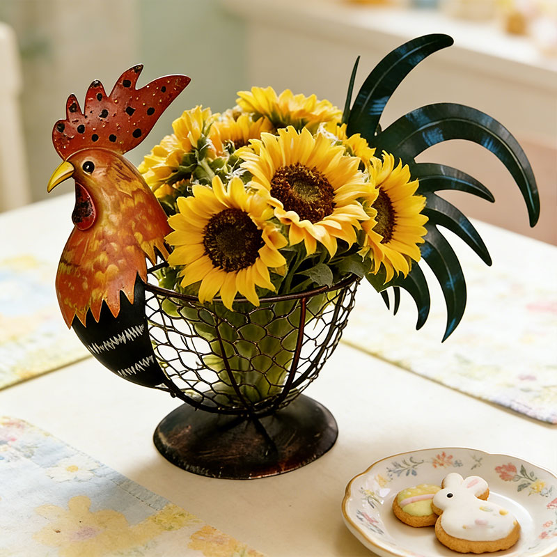 🐔 Rustic Rooster Wire Basket – Farmhouse Charm for Every Space ✨