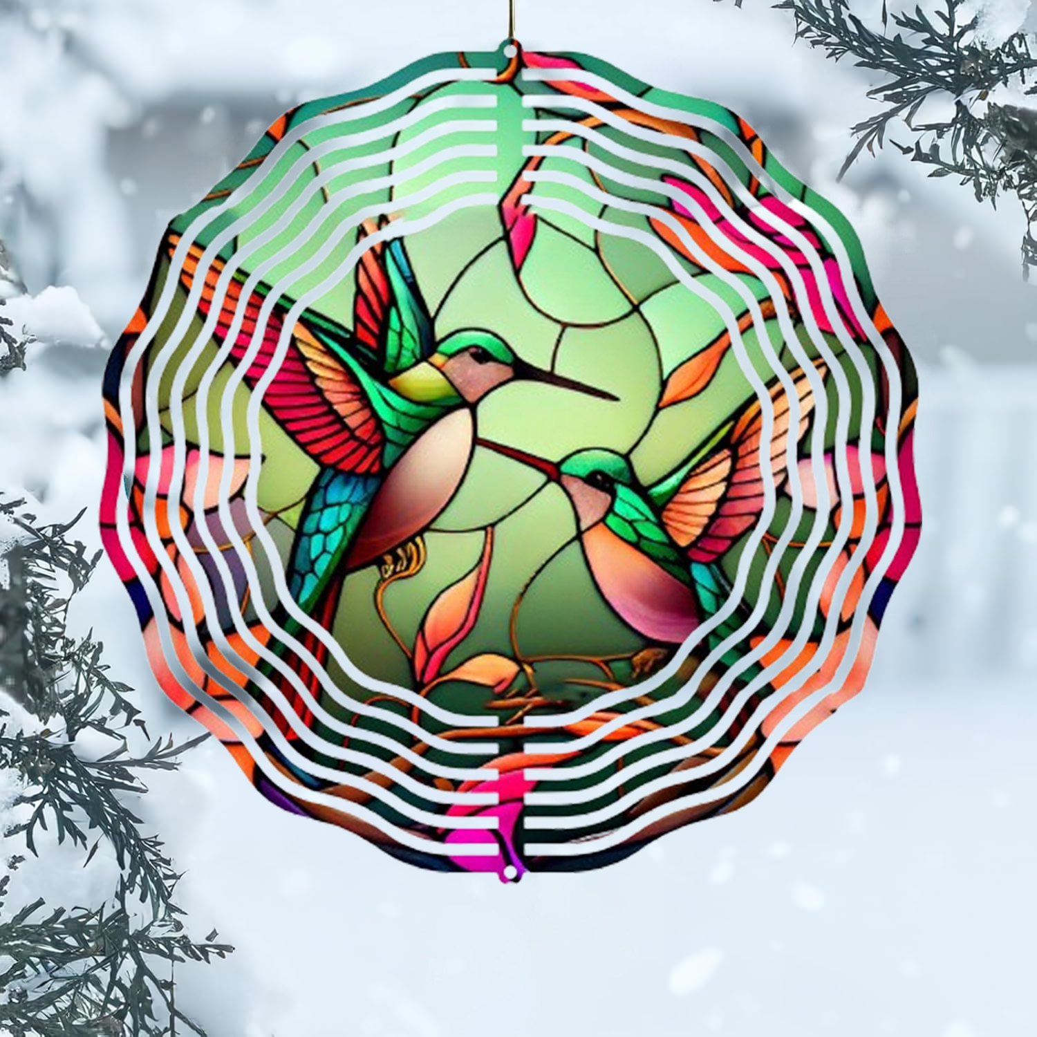 Stained Glass Style Multi-Color Kinetic Wind Spinners