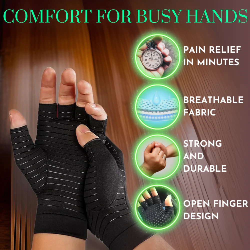 Copper Compression Gloves for Hand Pain