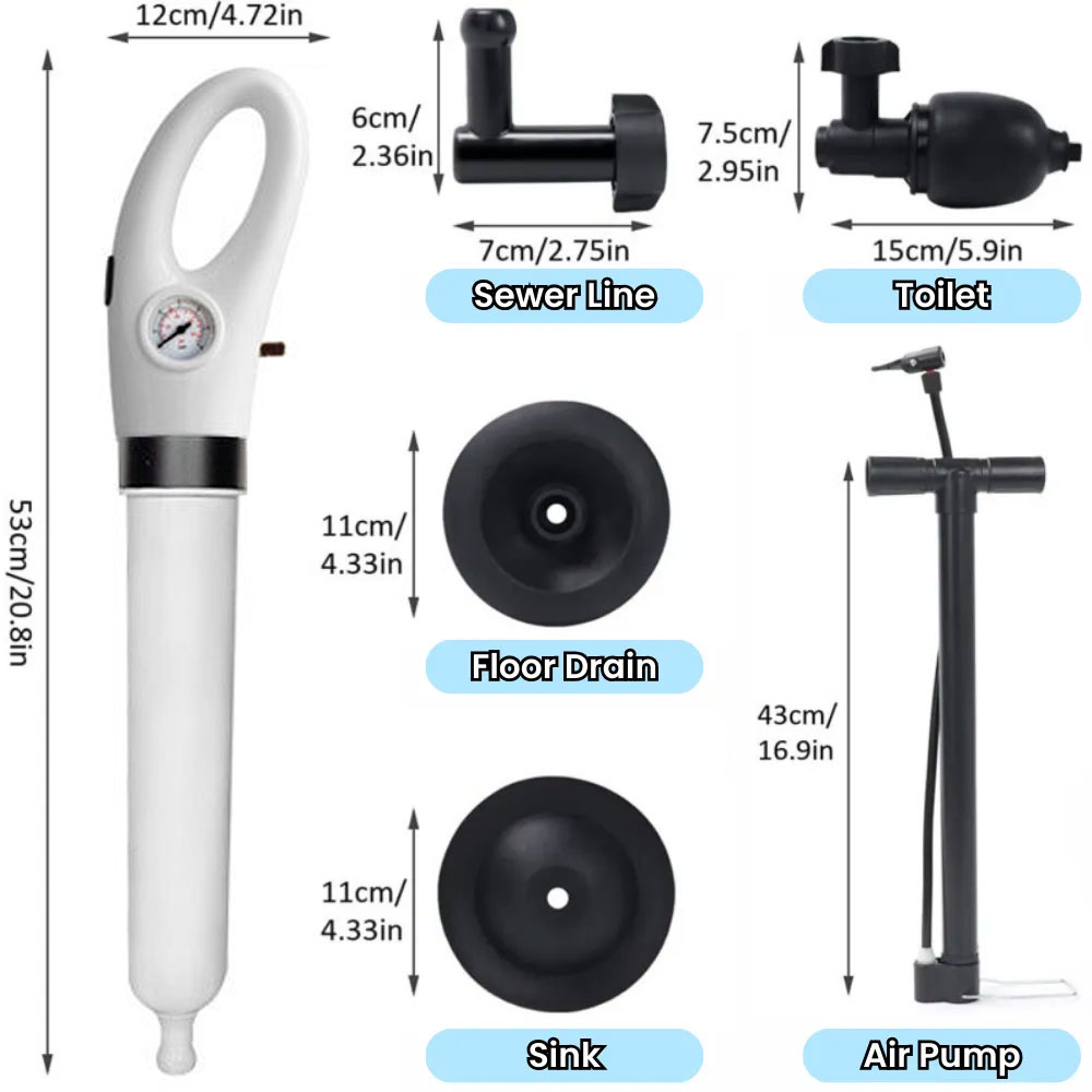 🔥 Household High-pressure Manual Toilet Drain Pipe Unblocker